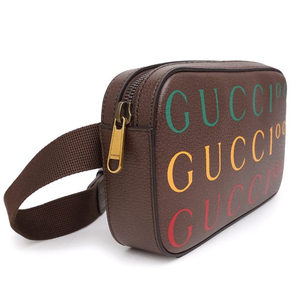 5 Gucci Calf Leather 100th Anniversary Belt Bag Body Bag Waist Bag Brown Tea