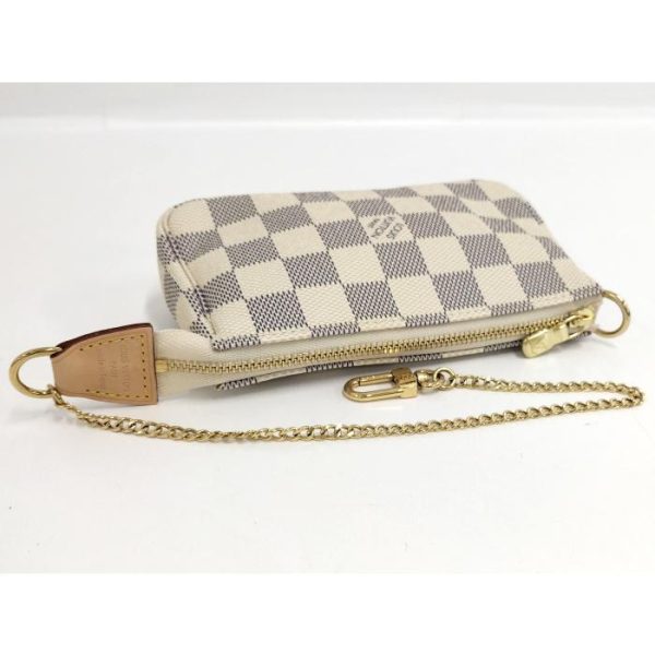 5 Louis Vuitton Mini Pochette Accessoires Accessory Pouch Damier Leather Azure White