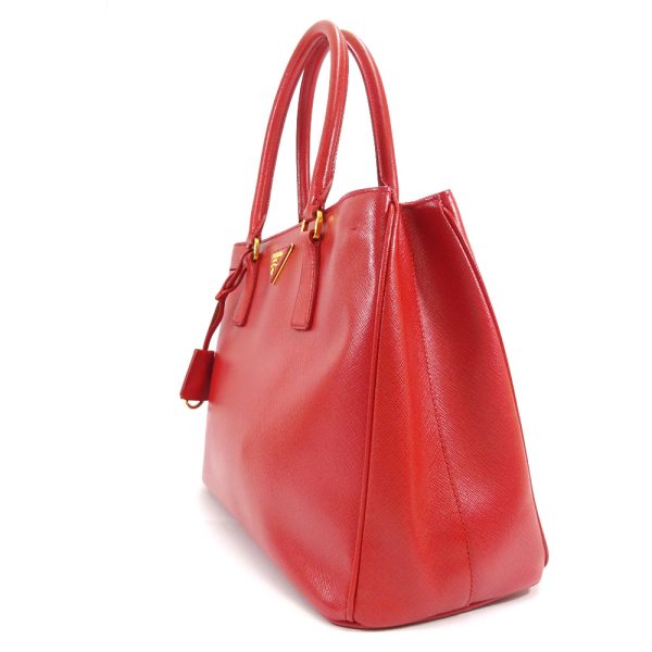 5 Prada 2 Way Tote Handbag Red Embossed Leather