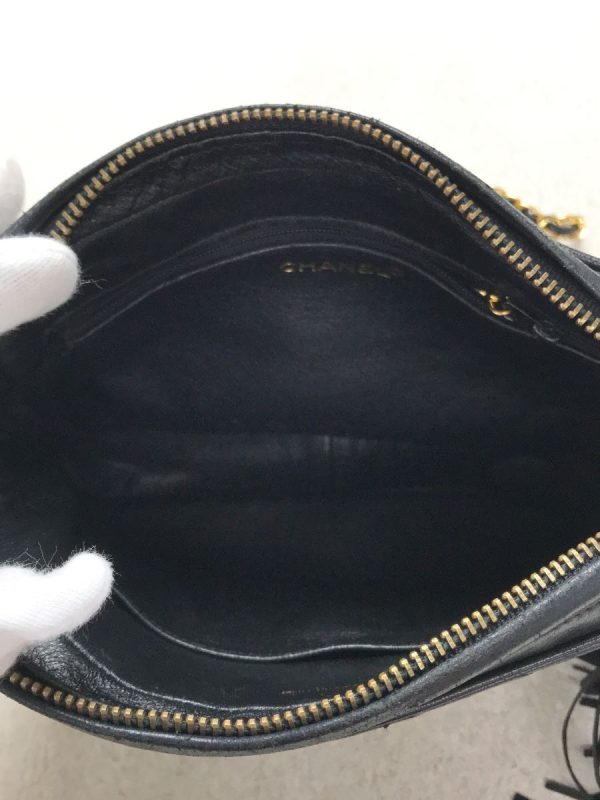 6 Chanel Chain Shoulder Bag Leather Black