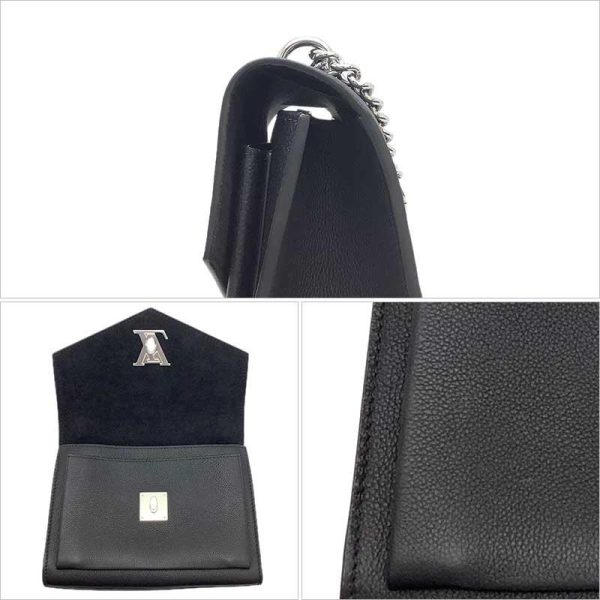 6 Louis Vuitton My Lock Me Chain Shoulder Bag Noir Black Calf Silver Hardware