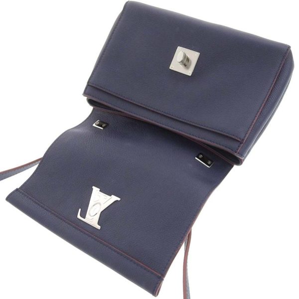 6 Louis Vuitton Lock Me 2 BB Diagonal Hanging Turn Lock Navy Leather