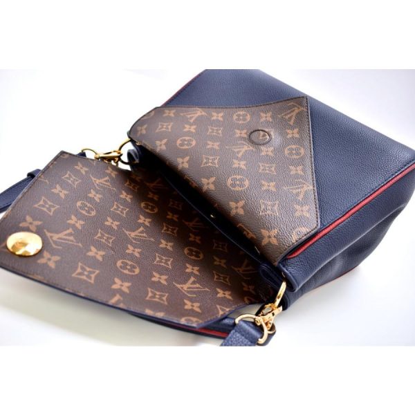 6 Louis Vuitton 2 Way Shoulder Bag Handbag Monogram Double V Blue Marine