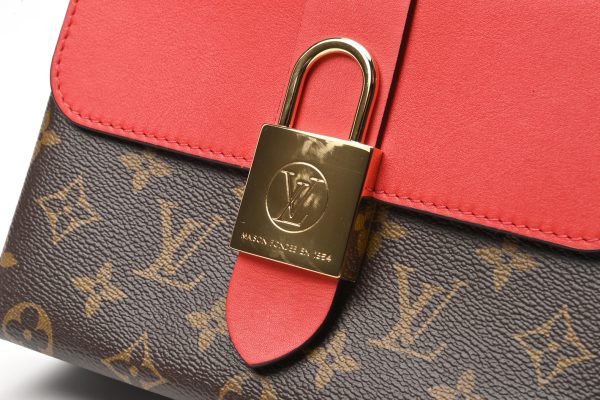 6 Louis Vuitton Locky BB Handbag Monogram Canvas Calf Leather Coquelicot Red