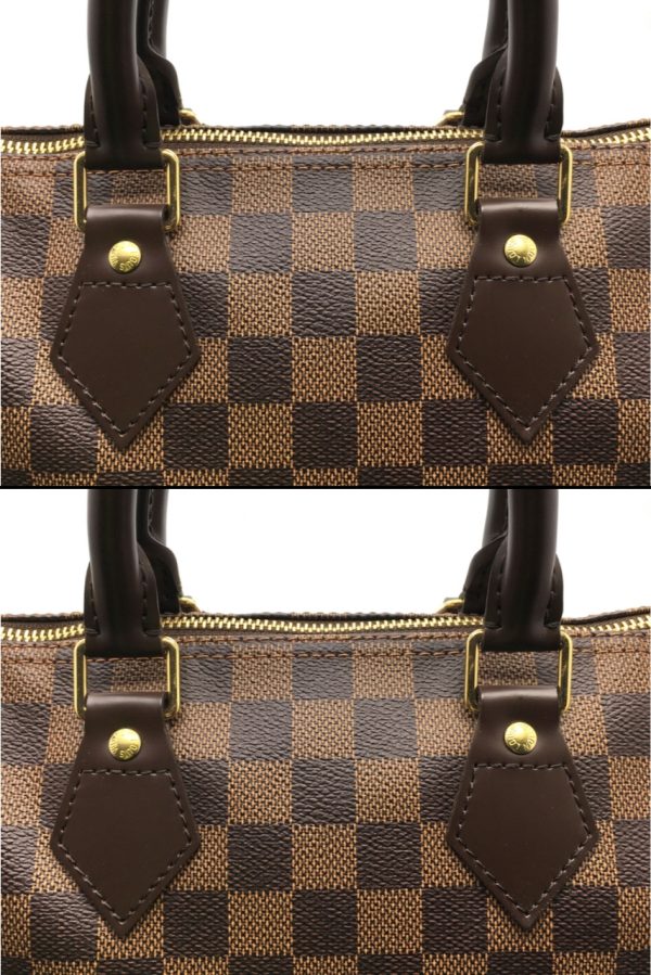 6 Louis Vuitton Speedy 25 Damier Ebene Boston Bag Handbag Brown Gold