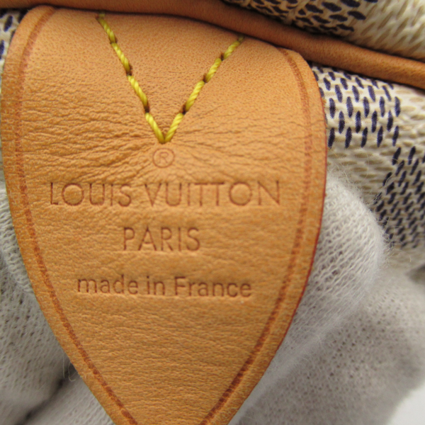 7 Louis Vuitton Speedy 30 Handbag Bag Canvas Leather Damier Azur White