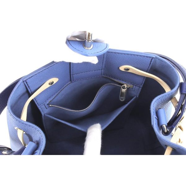 7 Louis Vuitton LockMe Bucket Shoulder Bag Taurillon Blue Jean