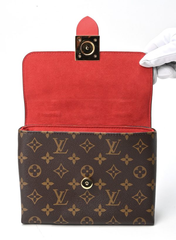 7 Louis Vuitton Locky BB Handbag Monogram Canvas Calf Leather Coquelicot Red