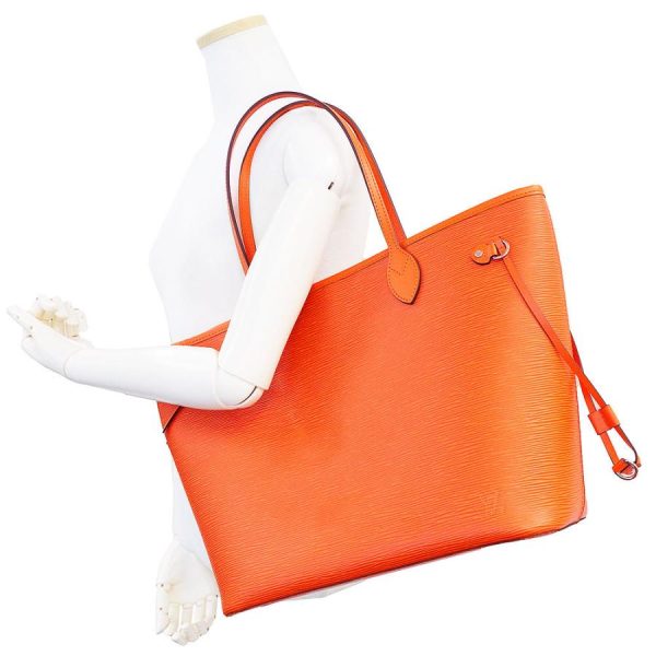 7 Louis Vuitton Epi Leather Neverfull MM Tote Bag Shoulder Orange Pouch