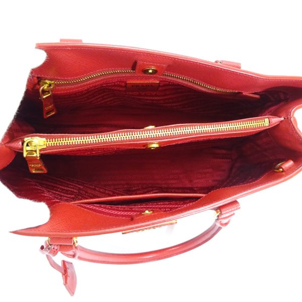 8 Prada 2 Way Tote Handbag Red Embossed Leather