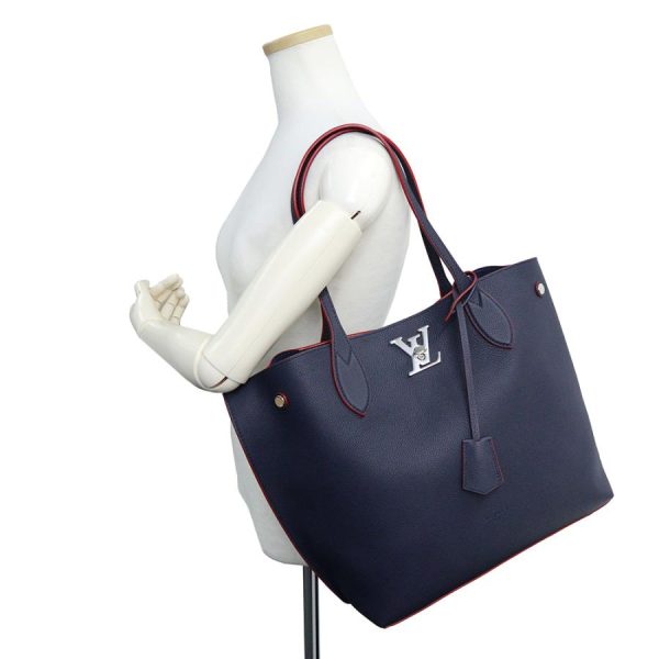 8 Louis Vuitton Lock Me Go Tote Bag Grain Calf Leather Marine Rouge Navy Red