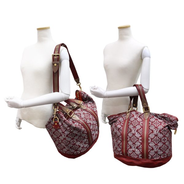 8 Louis Vuitton Aviator Jacquard Leather 2way Shoulder Handbag Bordeaux Red