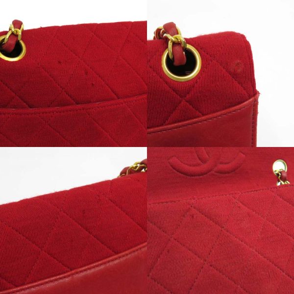 8 Chanel Matelasse Chain Shoulder Bag Red Cotton Leather