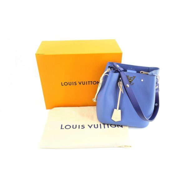 9 Louis Vuitton LockMe Bucket Shoulder Bag Taurillon Blue Jean