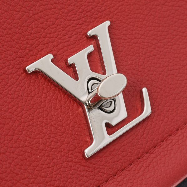 9 Louis Vuitton Lock Me II BB 2 Way Handbag Red Brown Navy Silver Metal Fittings