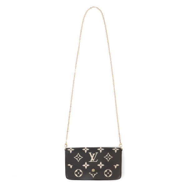 9 Louis Vuitton Pochette Felicie Black Beige Monogram Leather