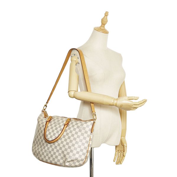 9 Louis Vuitton Damier Azur Riviera MM 2 Way Tote Bag Shoulder Bag White PVC Leather