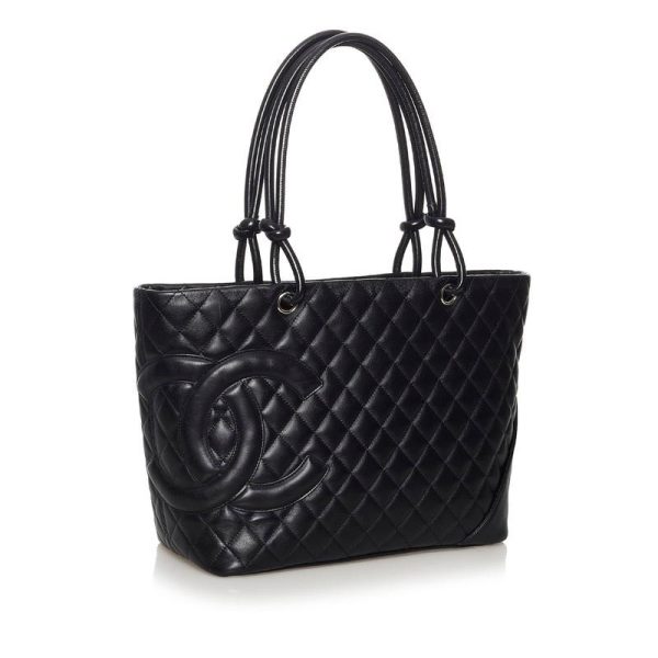 ginzaparis2 216 57566 1 Chanel Cambon Line Large Tote Bag Black Lambskin