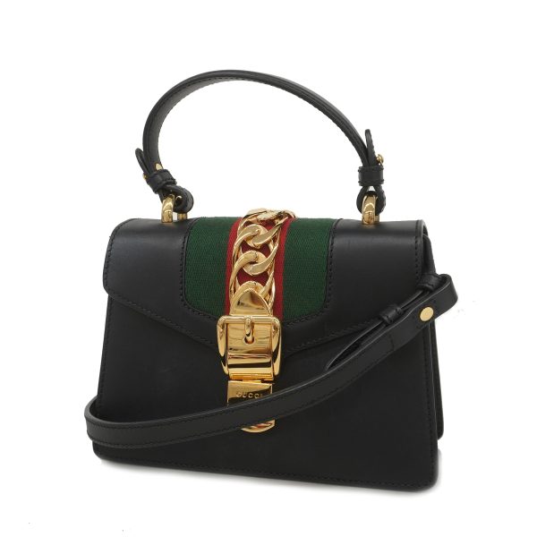 justbag01 Gucci 2WAY Bag Sherry Sylvie Leather Black Gold Hardware