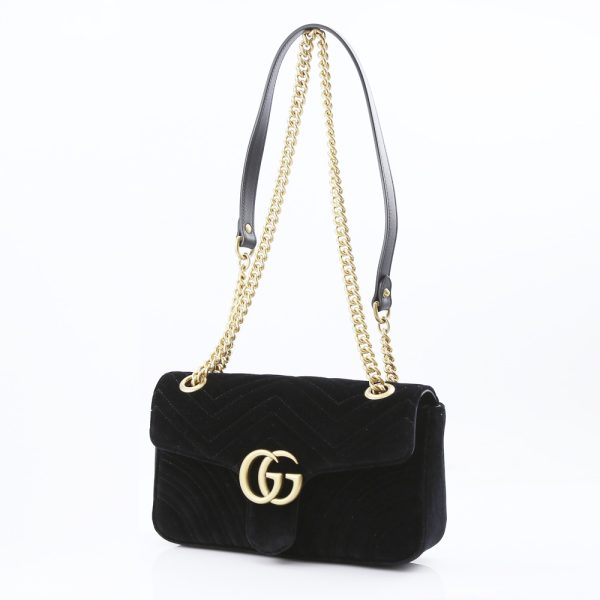 justbag01 Gucci Velvet Shoulder Bag GG MARMONT Black