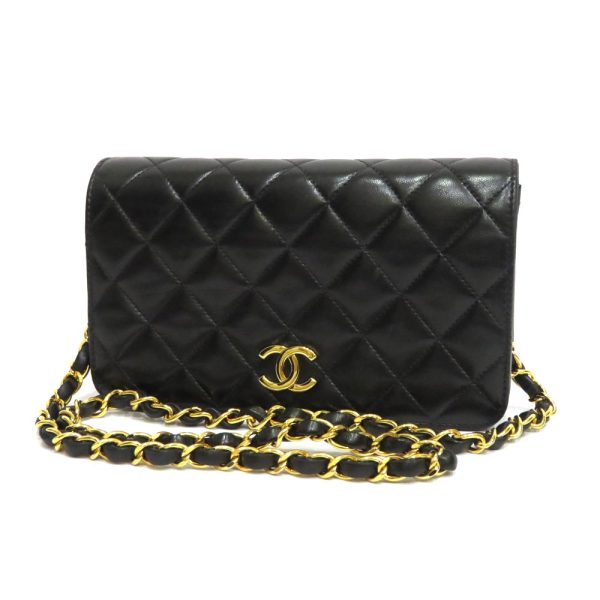 justbag01 Chanel Lambskin Single Chain Shoulder Pouch AB Rank Matelasse Black