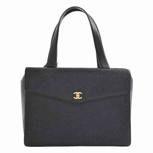 justbag01 Chanel Caviar Skin Turn Lock Here Mark Business Bag Briefcase Black