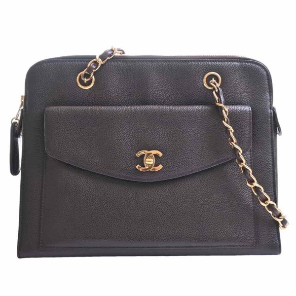 justbag01 Chanel Caviar Skin Here Mark Chain Shoulder Bag Black