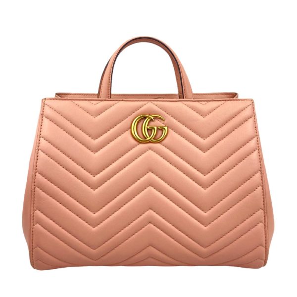 justbag01 Gucci GG Marmont Shoulder Bag Calfskin Pink Gold Hardware Shoulder Bag