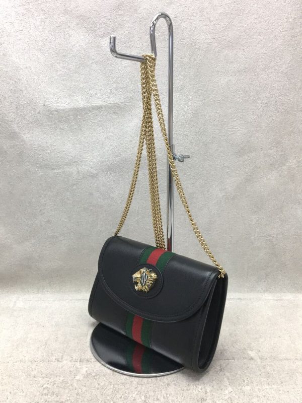 justbag02 GUCCI RAJAH MINI Rajah Chain Shoulder Bag Leather Black