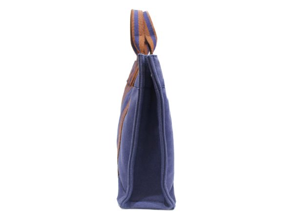 justbag02 HERMES Fool Toe PM Tote Bag Navy x Brown Canvas