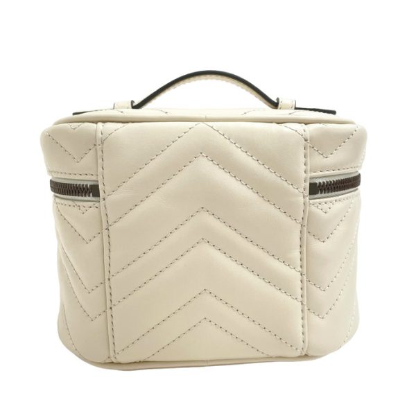 justbag02 Gucci GG Marmont Cosmetic Case Vanity Bag Makeup Pouch Leather White