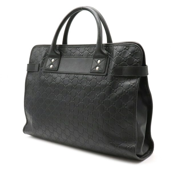 justbag02 Gucci Shima Web Loop Business Bag Document Bag Briefcase Rubber Coated Leather Black