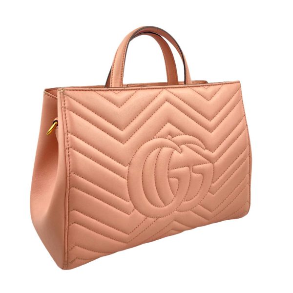 justbag02 Gucci GG Marmont Shoulder Bag Calfskin Pink Gold Hardware Shoulder Bag