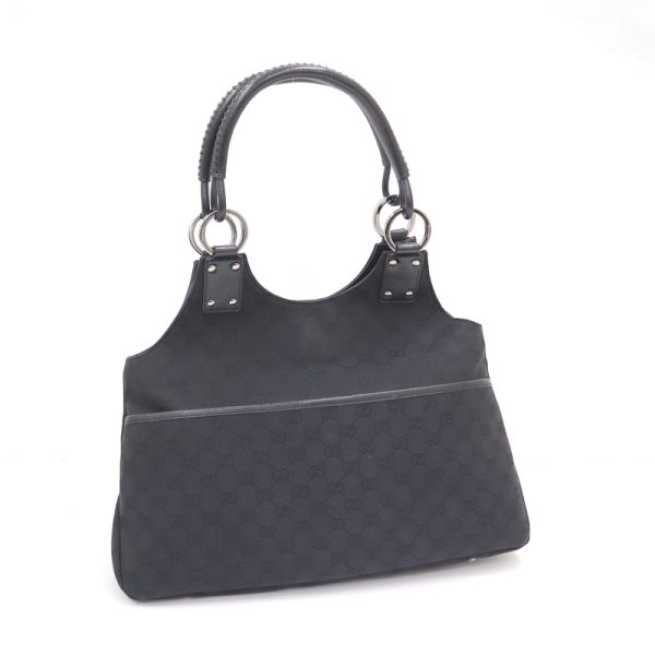 justbag03 Gucci Handbag Black GG Canvas Leather