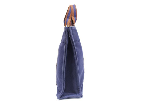 justbag03 HERMES Fool Toe PM Tote Bag Navy x Brown Canvas