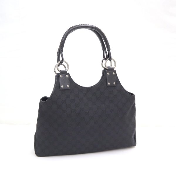 justbag04 Gucci Handbag Black GG Canvas Leather