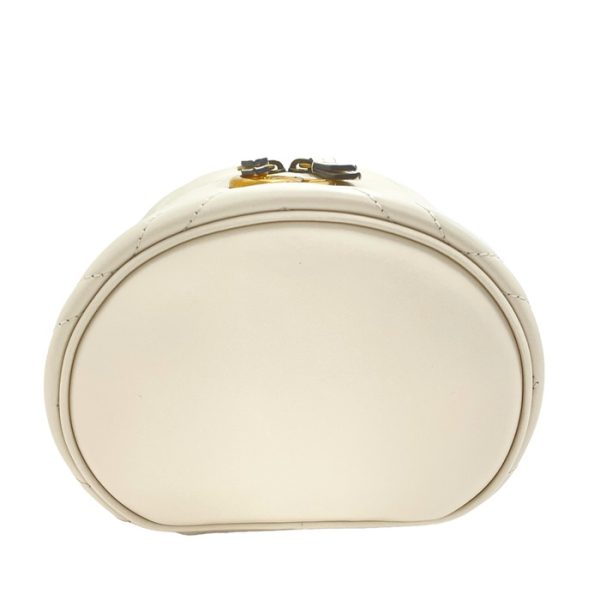 justbag04 Gucci GG Marmont Cosmetic Case Vanity Bag Makeup Pouch Leather White