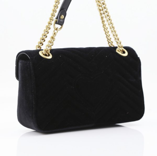 justbag04 Gucci Velvet Shoulder Bag GG MARMONT Black