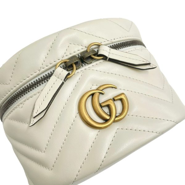 justbag05 Gucci GG Marmont Cosmetic Case Vanity Bag Makeup Pouch Leather White