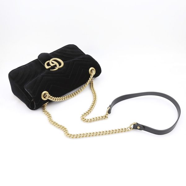 justbag06 Gucci Velvet Shoulder Bag GG MARMONT SM Black