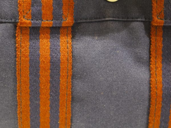 justbag06 HERMES Fool Toe PM Tote Bag Navy x Brown Canvas