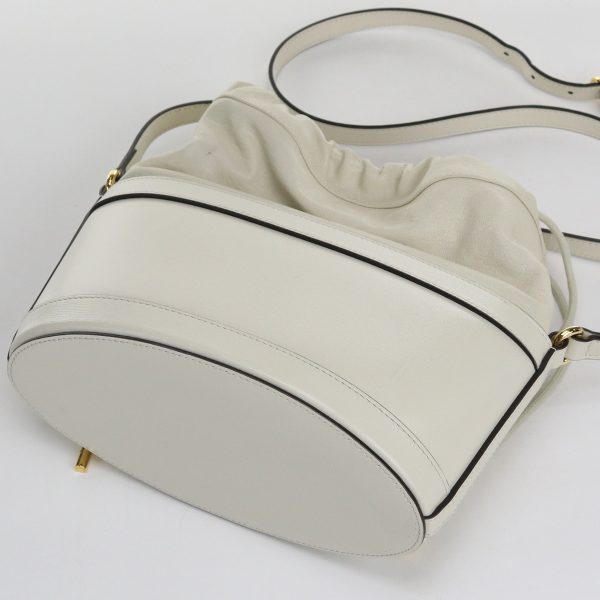 justbag06 GUCCI Crossbody Shoulder Horsebit Bucket Bag Leather White Rank A