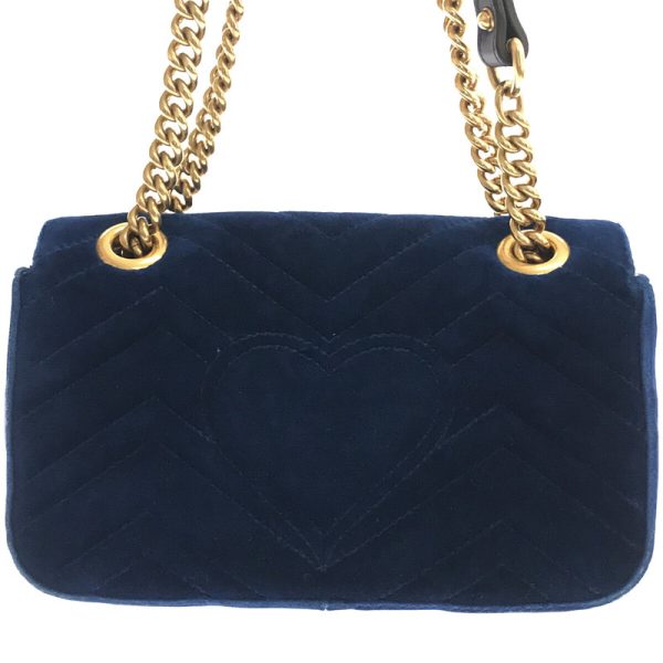 justbag06 Gucci GG Marmont Velvet Quilted Chain Shoulder Bag Storage Bag Blue