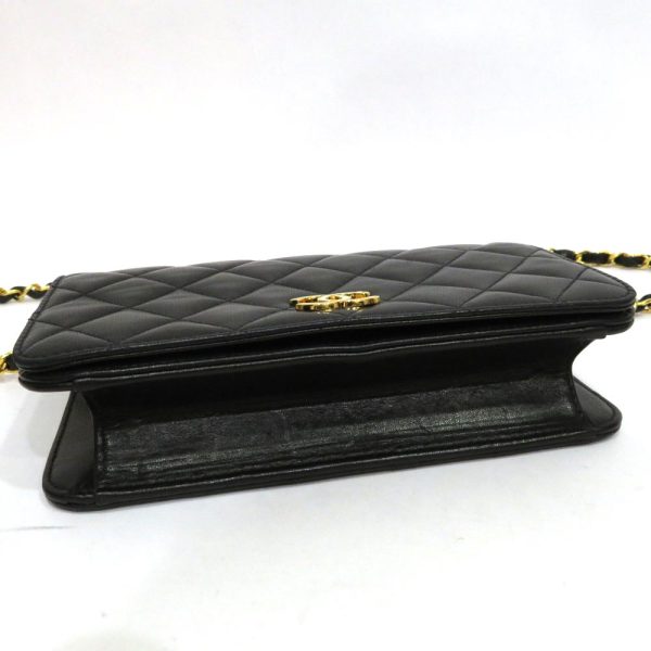 justbag06 Chanel Lambskin Single Chain Shoulder Pouch AB Rank Matelasse Black