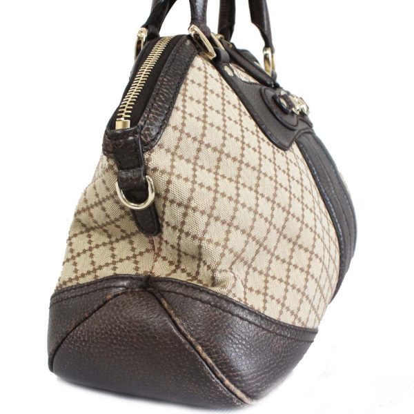 justbag07 Gucci 2WAY Diamante Handbag Ladies Beige Dark Brown Canvas Leather