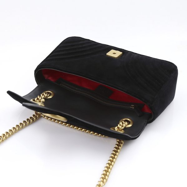 justbag07 Gucci Velvet Shoulder Bag GG MARMONT Black