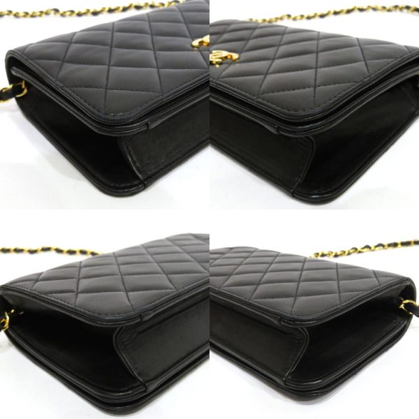 justbag07 Chanel Lambskin Single Chain Shoulder Pouch AB Rank Matelasse Black