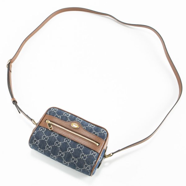 justbag08 Gucci GG Jacquard Denim Mini Shoulder Bag OPHIDIA Navy