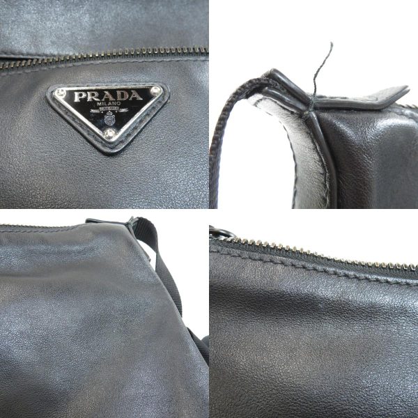 justbag08 Prada Long Shoulder Shoulder Bag Leather Black