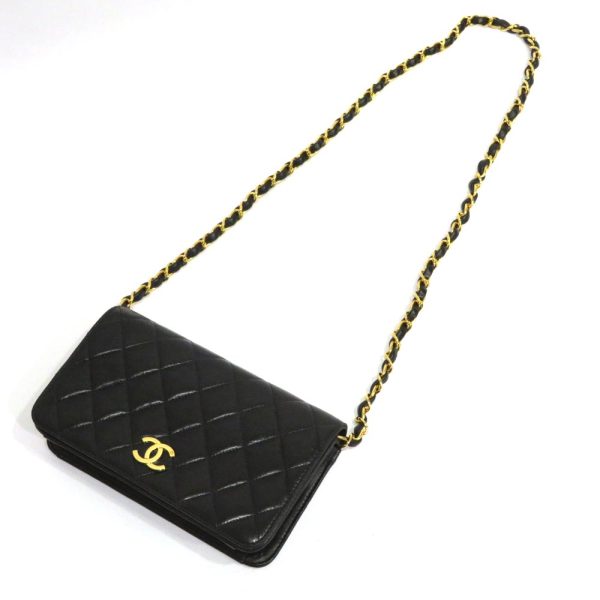 justbag08 Chanel Lambskin Single Chain Shoulder Pouch AB Rank Matelasse Black